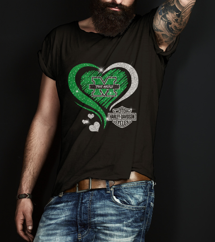 M The Herd Motor Harley Davidson Cycles Heart 0306Hd Marshall Thundering Herd T-Shirt