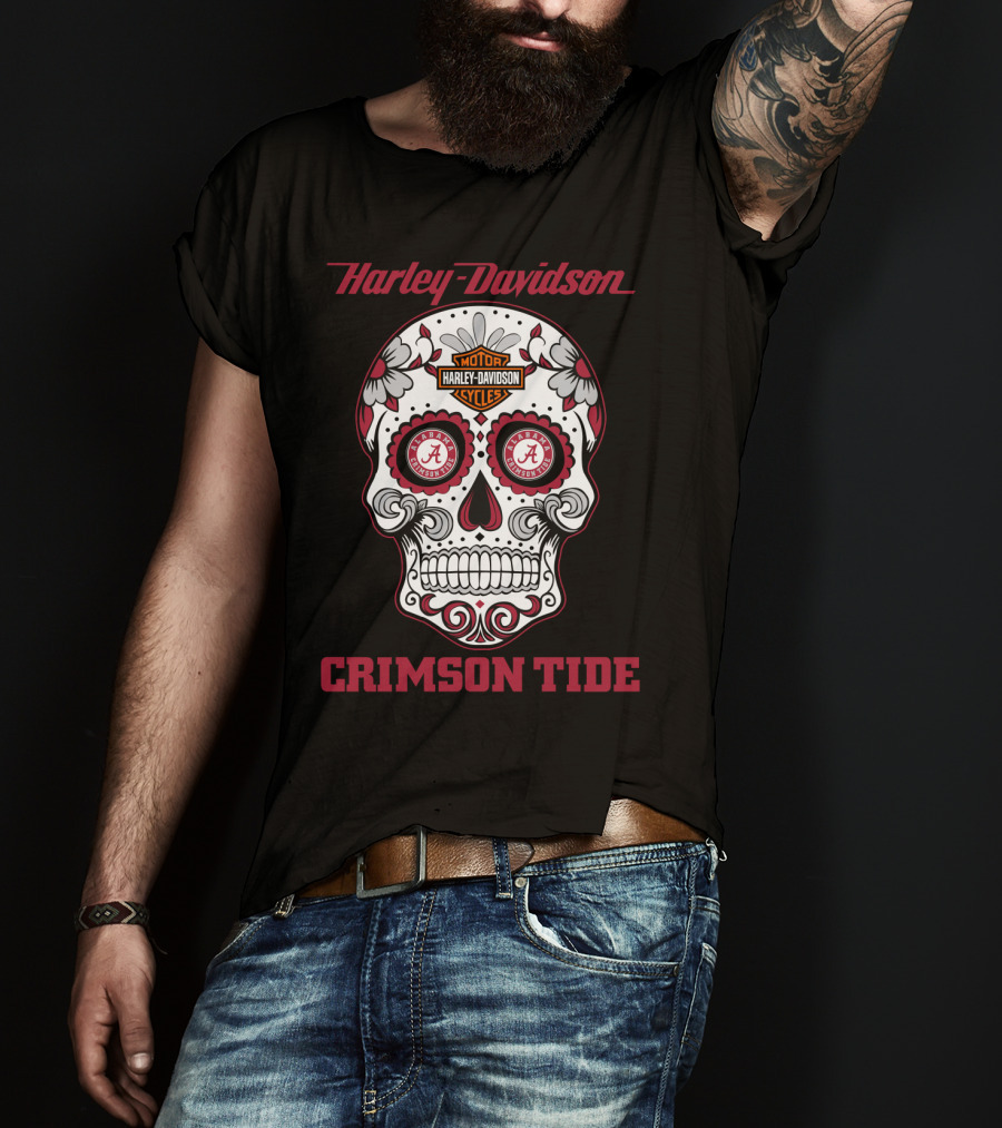Harley Davidson Crimson Tide Alabama Sugar Skull T-Shirt