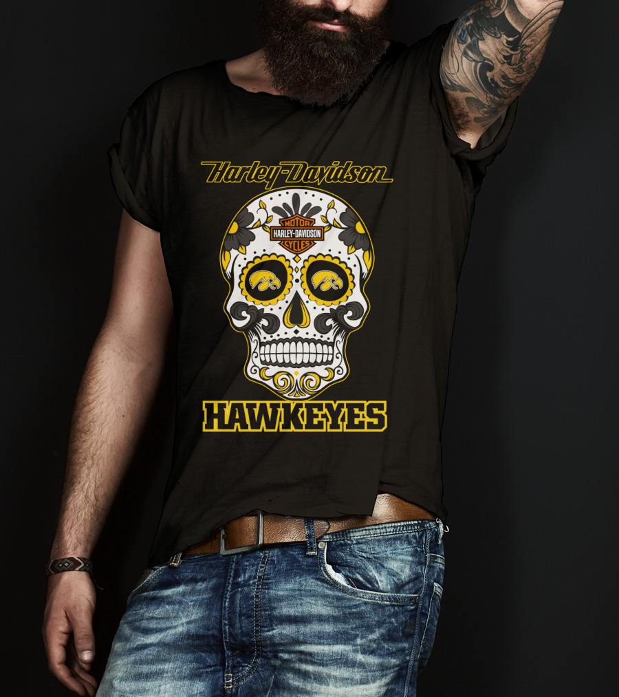 Harley Davidson Hawkeyes Sugar Skull T-Shirt