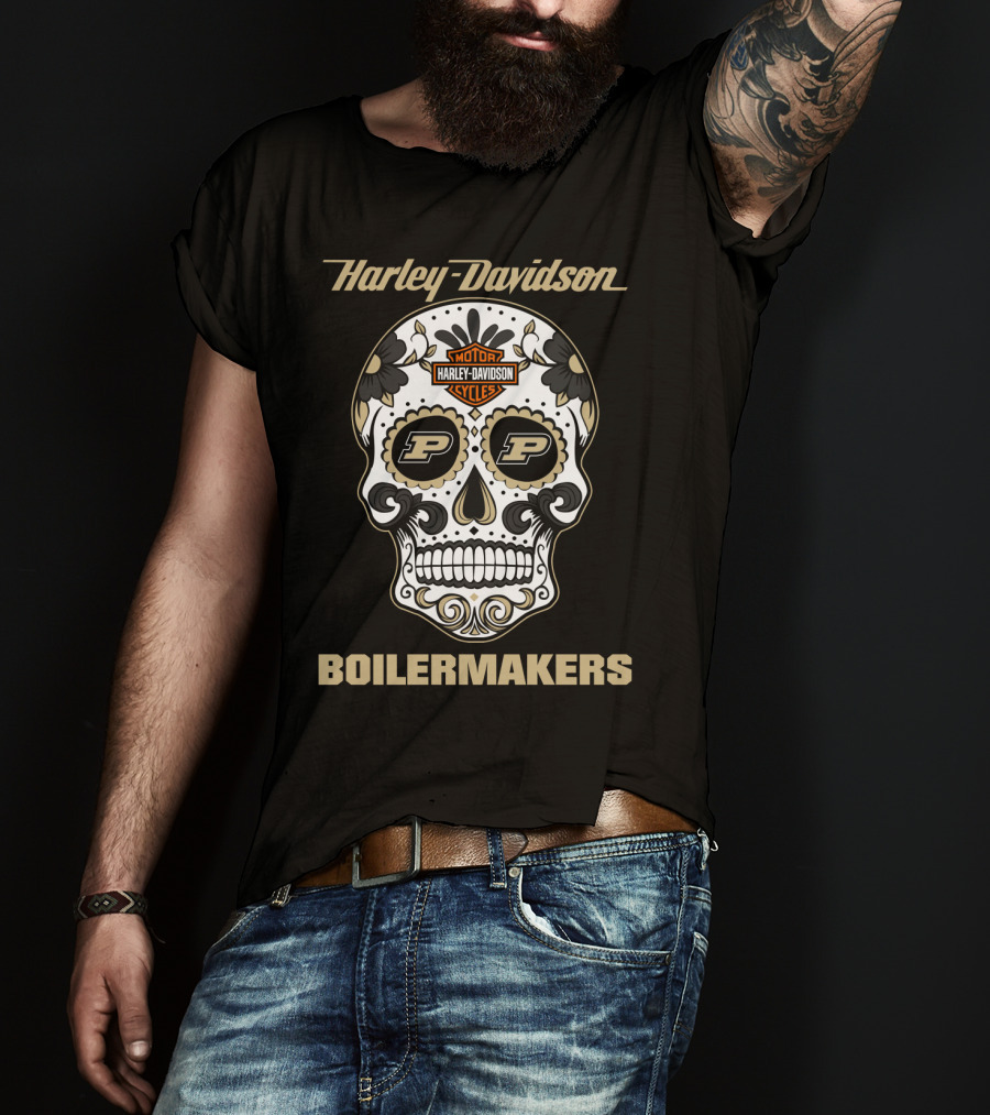 Harley Davidson Purdue Boilermakers Sugar Skull T-Shirt