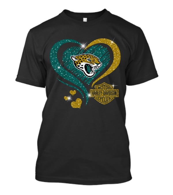 Harley Davidson Motorcycles Jacksonville Jaguars Heart T-Shirt