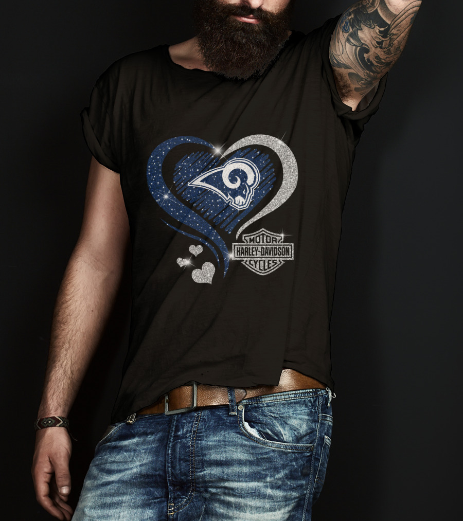 Harley Davidson Los Angeles Rams Heart Motif T-Shirt