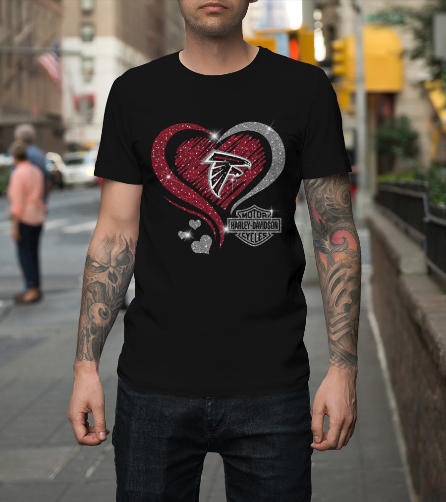 Atlanta Falcons Harley Davidson Heart T-Shirt