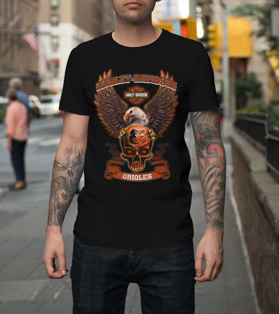 Harley Davidson Motor Cycles Orioles T-Shirt
