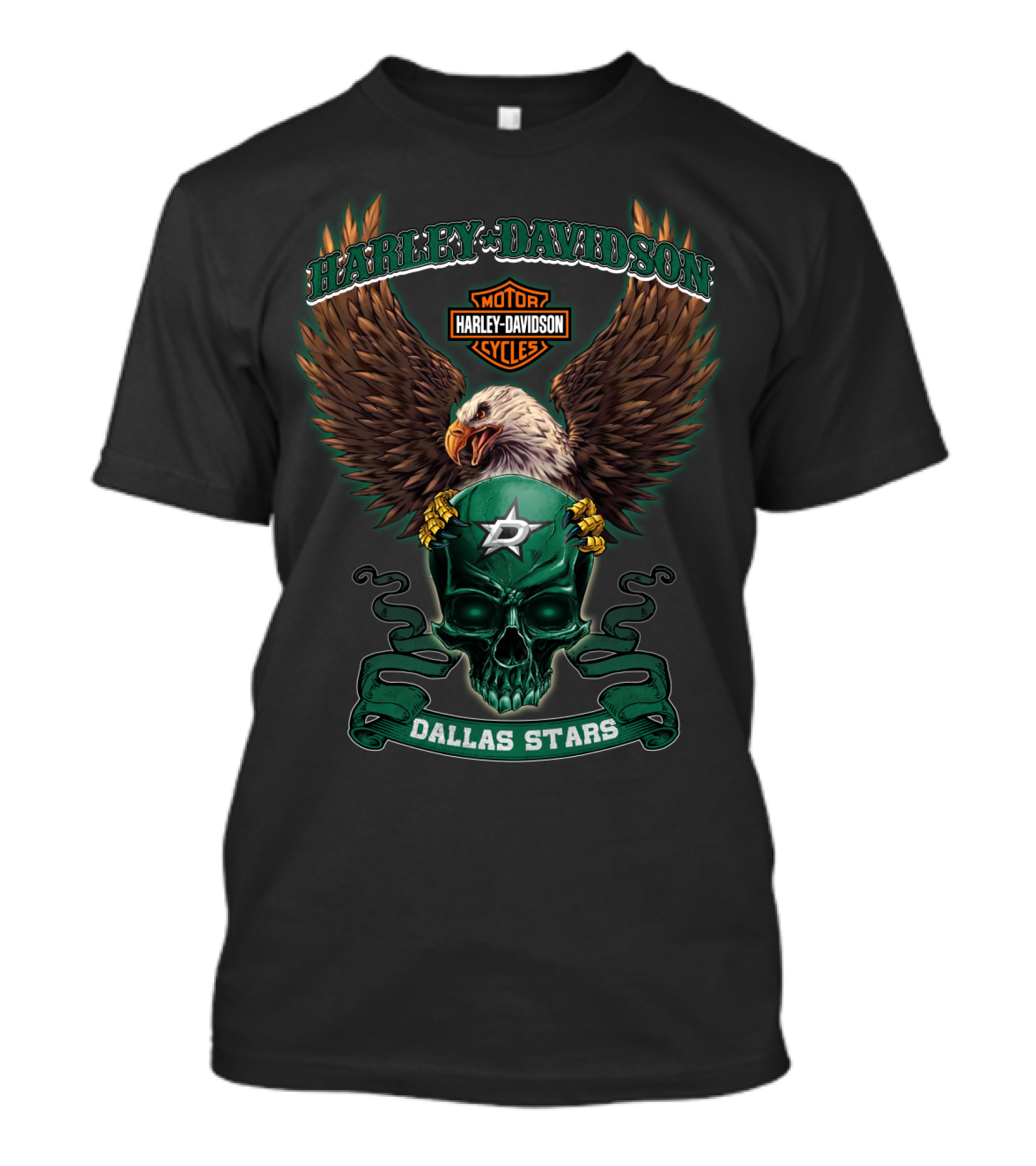 Harley Davidson Eagle Dallas Stars Skull T-Shirt