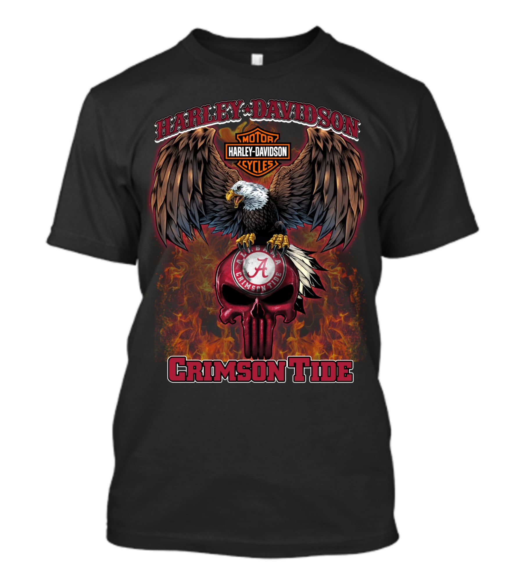 Harley Davidson Crimson Tide Eagle Skull Hd T5M1 Alabama T-Shirt
