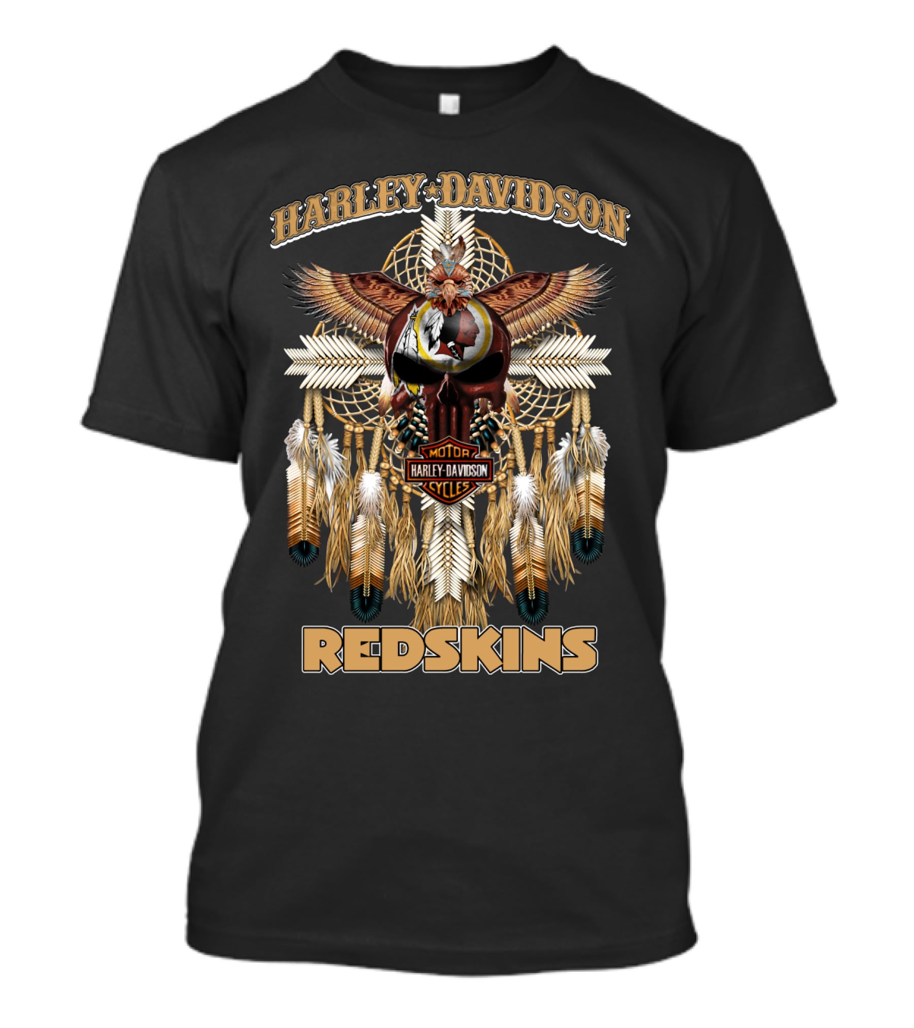 Harley Davidson Redskins Native Style Motif T-Shirt
