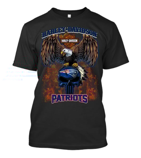 Harley Davidson Motor Cycles Patriots New England Patriots Hd T5M1 Eagle Flame T-Shirt