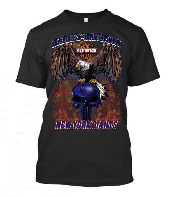 Harley Davidson New York Giants Eagle And Skull T-Shirt