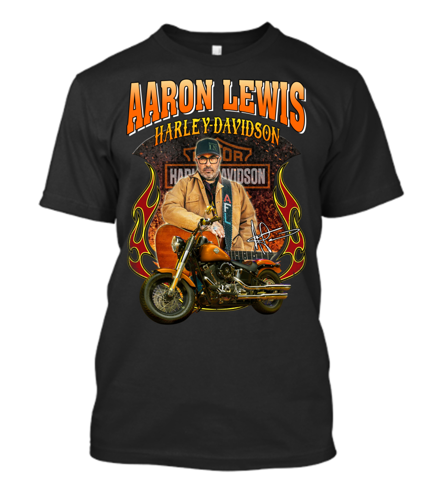 Aaron Lewis Harley Davidson Motorcycle Flame T-Shirt