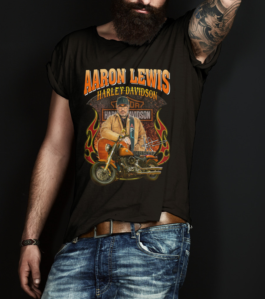 Aaron Lewis Harley Davidson Motorcycle Flame T-Shirt