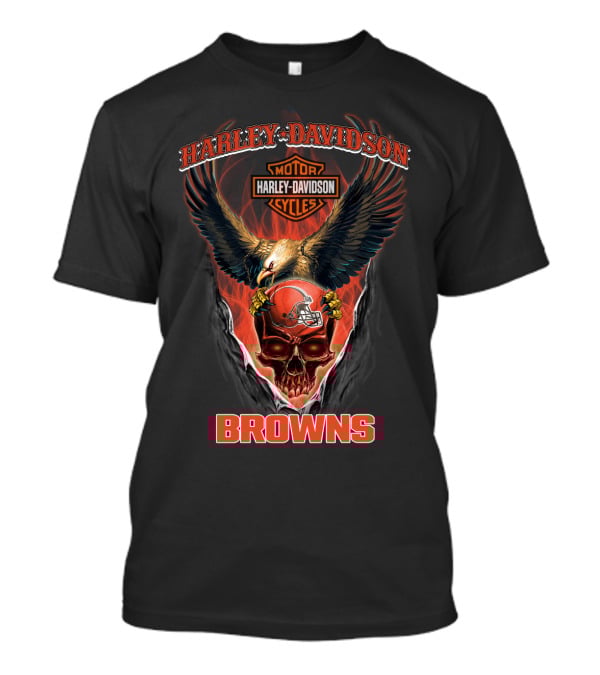 Harley Davidson Motor Cycles Eagle Cleveland Browns T-Shirt