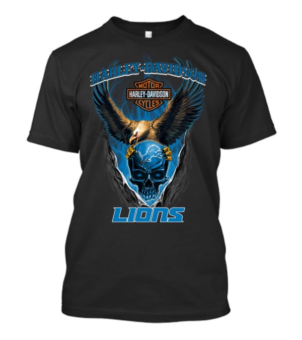 Harley Davidson Motor Cycles Eagle Skull Lions T-Shirt