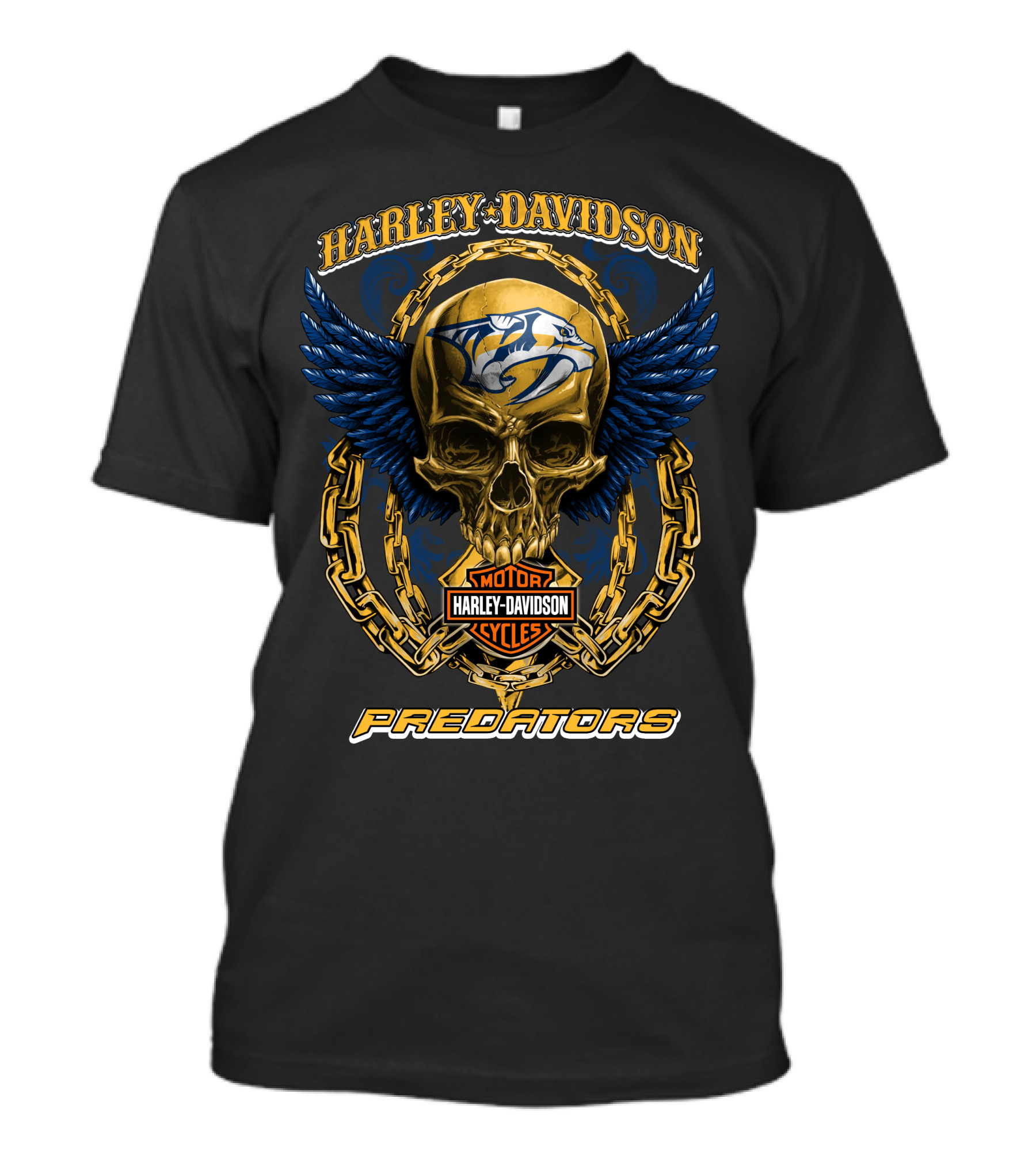 Harley Davidson Motor Cycles Nashville Predators Skull And Chains T-Shirt