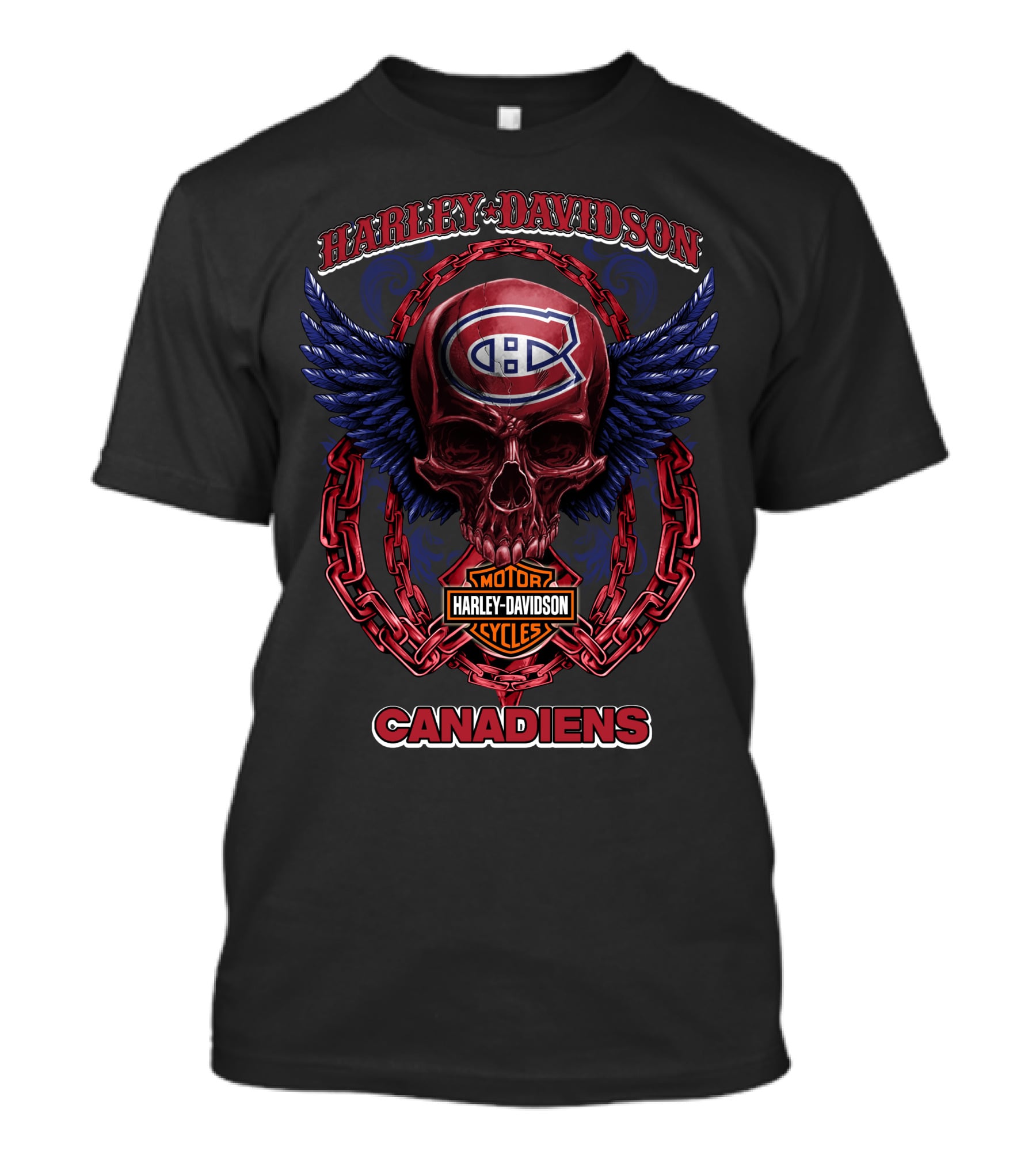 Harley Davidson Montreal Canadiens Nhl Skull Wings T-Shirt