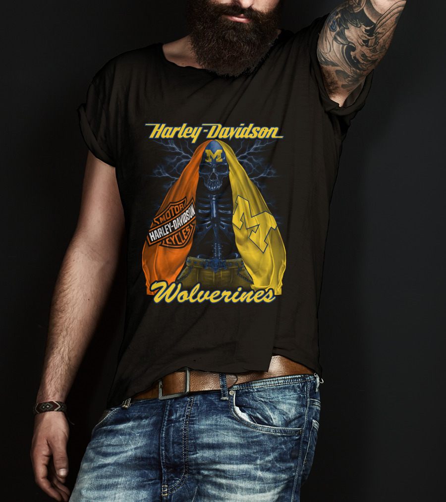 Harley Davidson Motorcycles Michigan Wolverines M2D23 T-Shirt