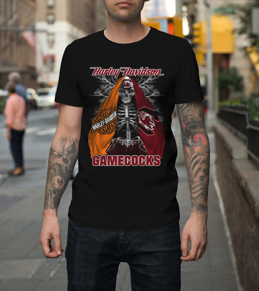 Harley Davidson South Carolina Gamecocks Skeleton Logo M2D23 T-Shirt