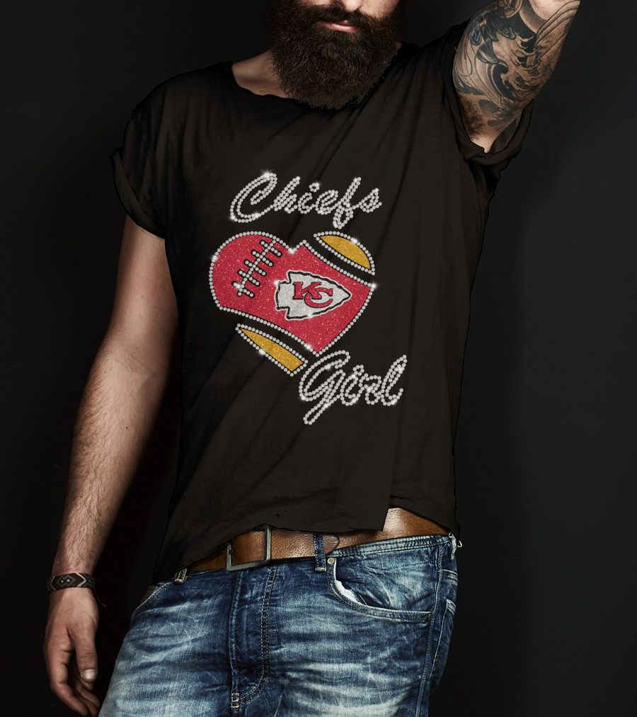 Chiefs Girl Heart Football Kc Kansas City Chiefs T-Shirt
