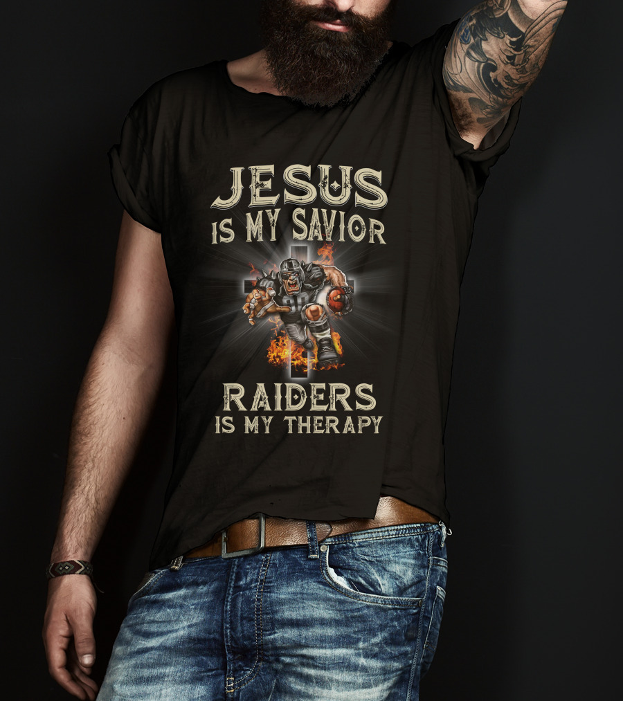 Jesus Is My Savior Raiders Is My Therapy T-Shirt