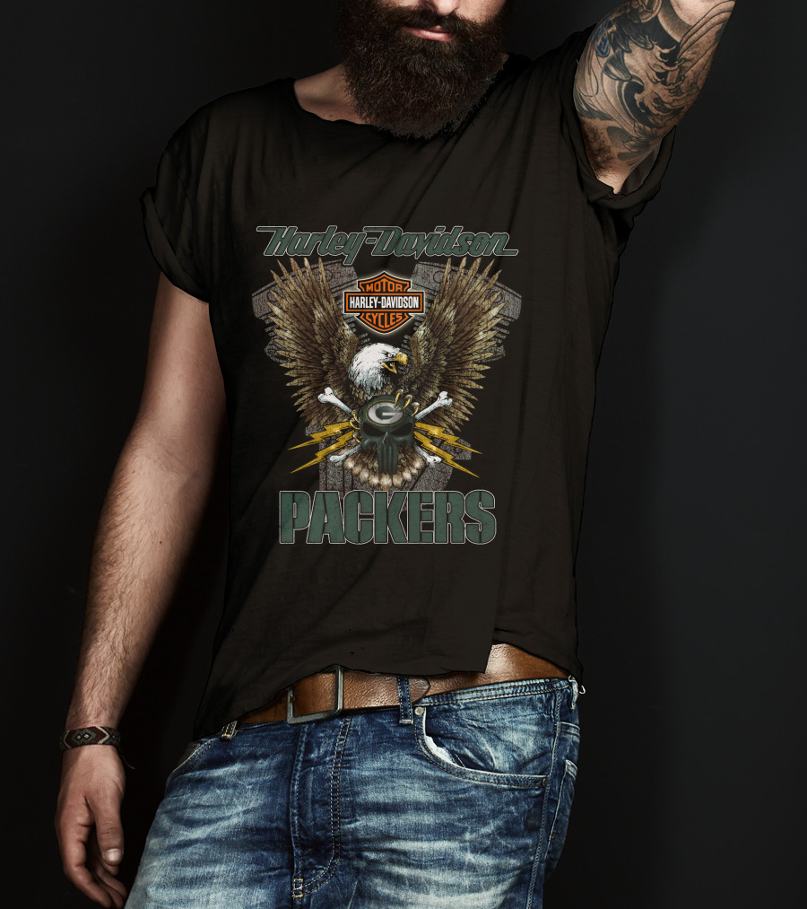 Harley Davidson Packers Motor Cycles Eagle T-Shirt