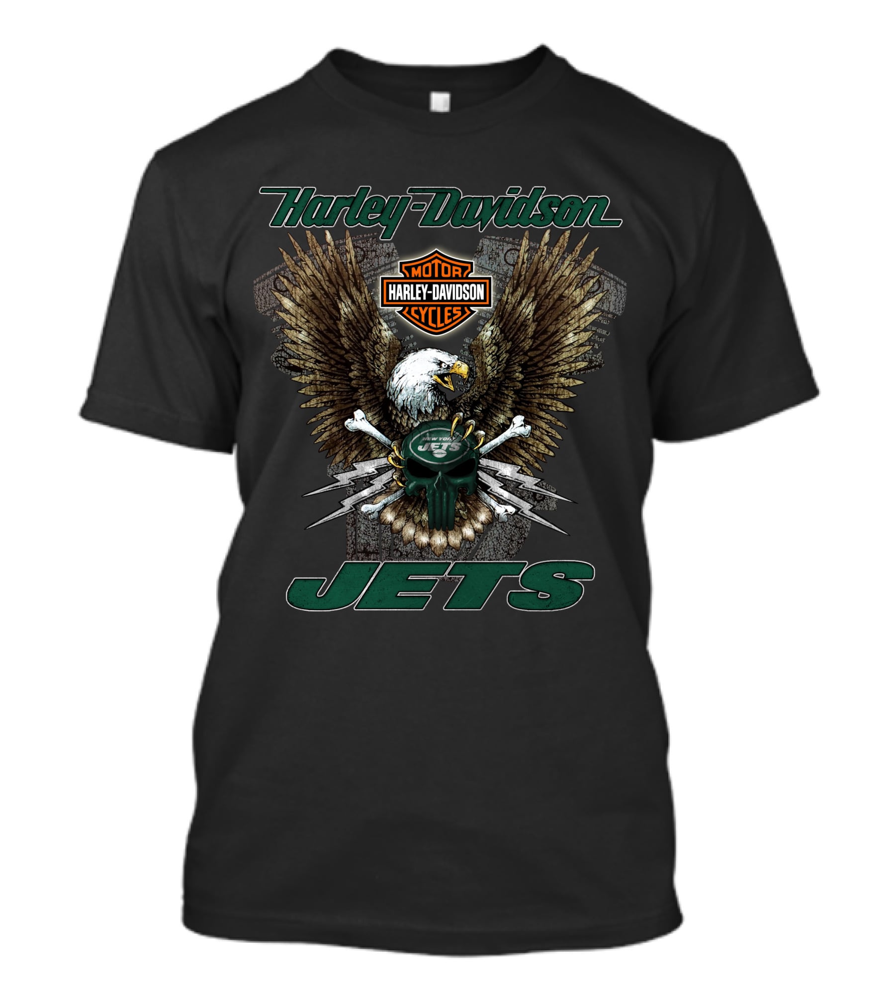 Harley Davidson Motor Cycles Jets New York Hd13 Nfl T-Shirt