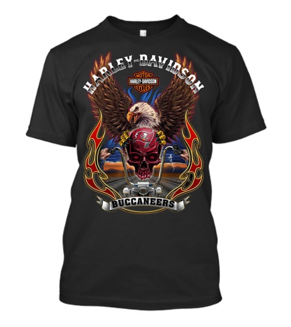 Harley Davidson Tampa Bay Buccaneers Motorcycle Eagle Flag Logo T-Shirt