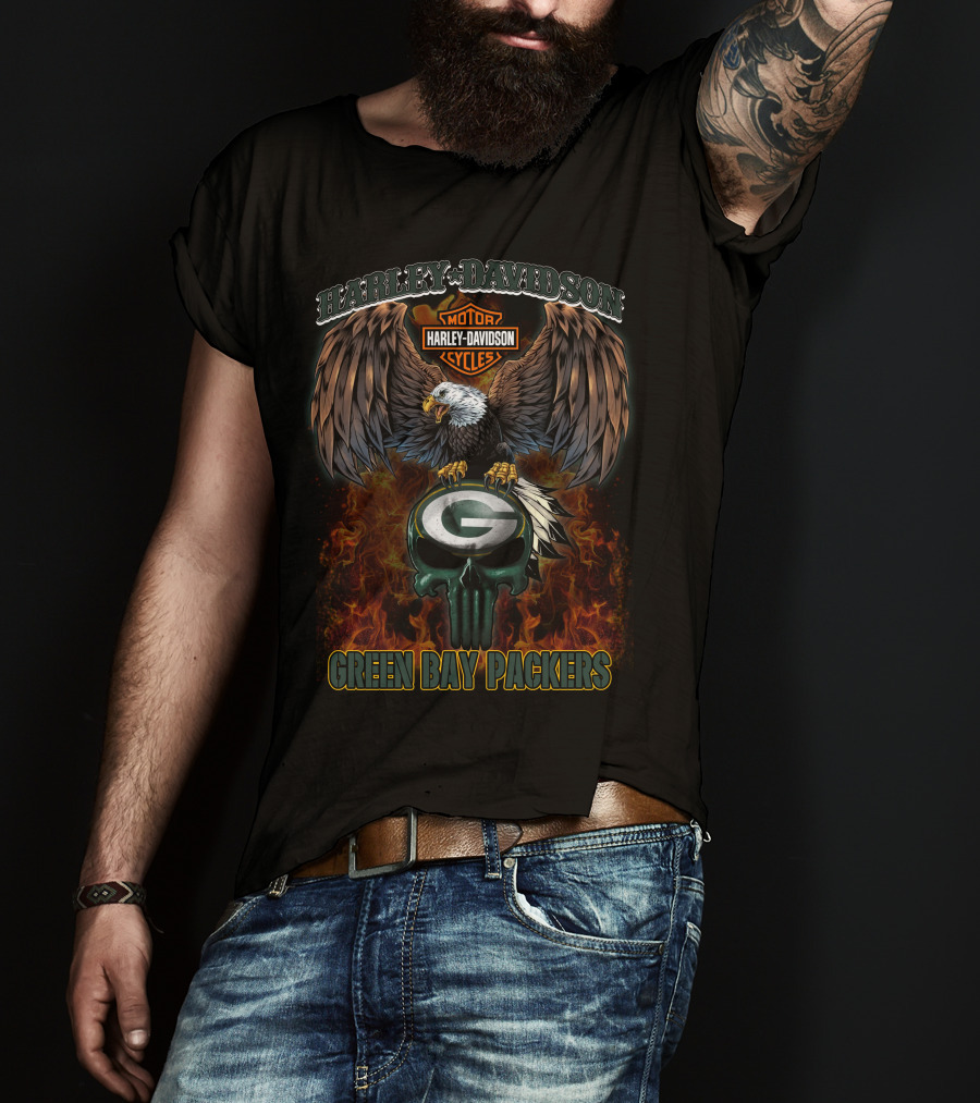 Harley Davidson Eagle Green Bay Packers Nfl T5M1 T-Shirt