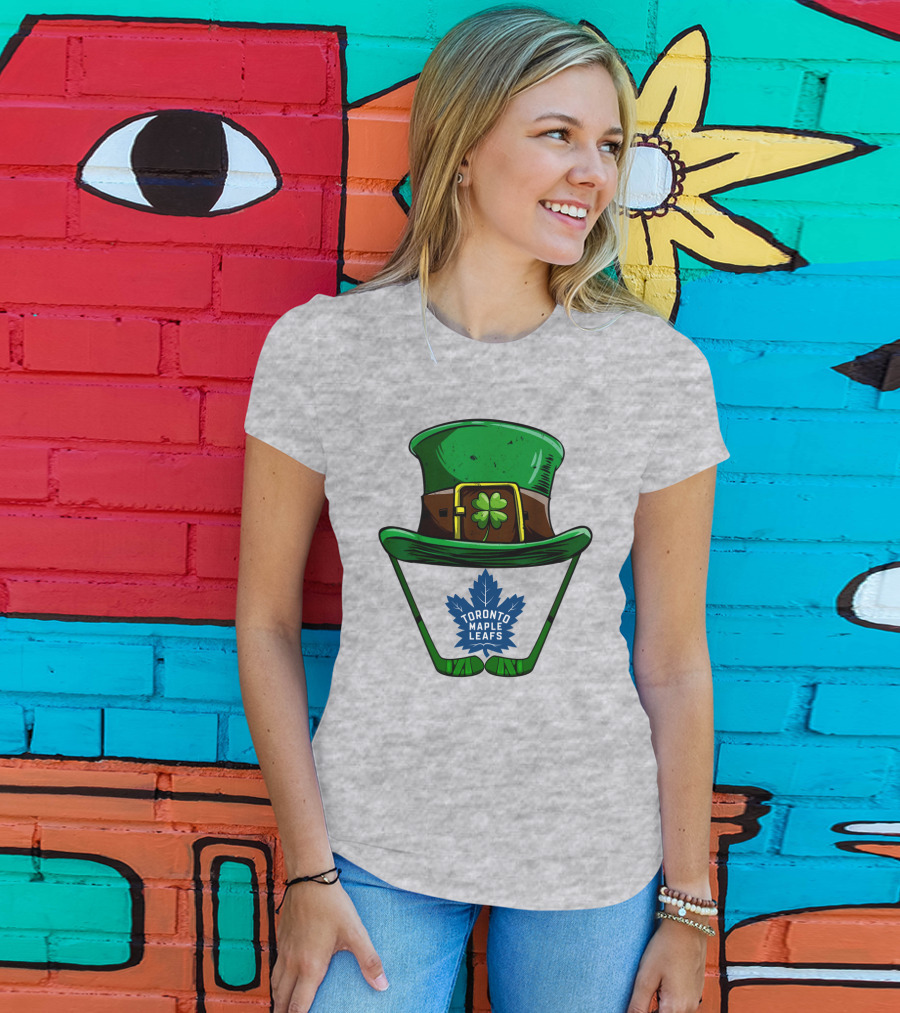Toronto Maple Leafs St. Patrick's Day Hockey Hat And Clover T-Shirt