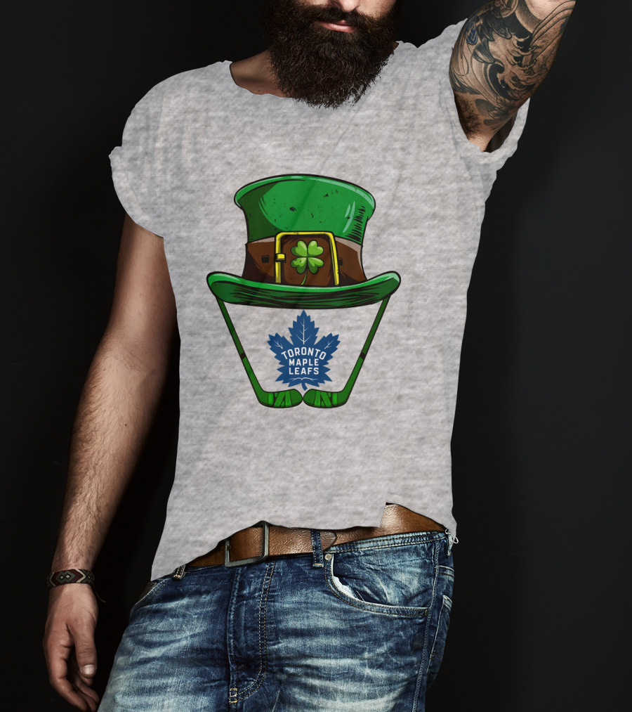 Toronto Maple Leafs St. Patrick's Day Hockey Hat And Clover T-Shirt