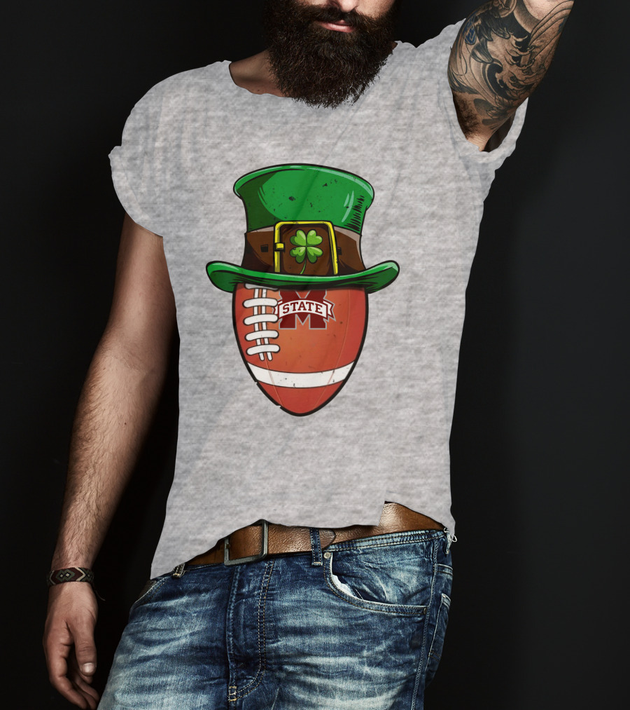 Mississippi State Bulldogs Football Leprechaun Hat Shamrock T-Shirt