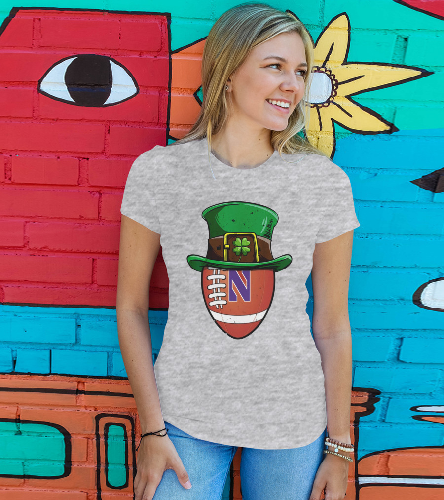 Northwestern Wildcats Football Shamrock Hat T-Shirt