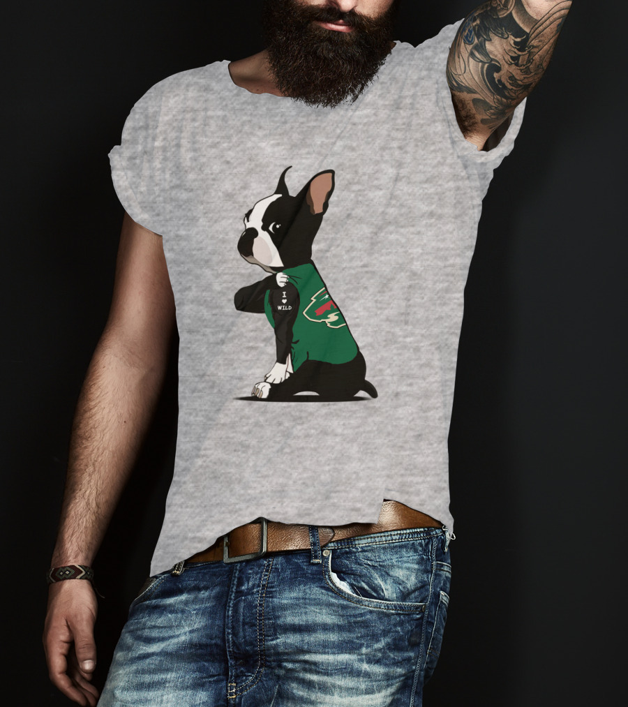 Minnesota Wild I Love Bulldog T-Shirt