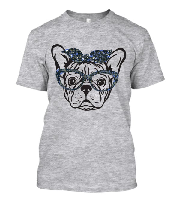 Bulldog Notre Dame Fighting Irish Patterned Glasses And Bow T-Shirt