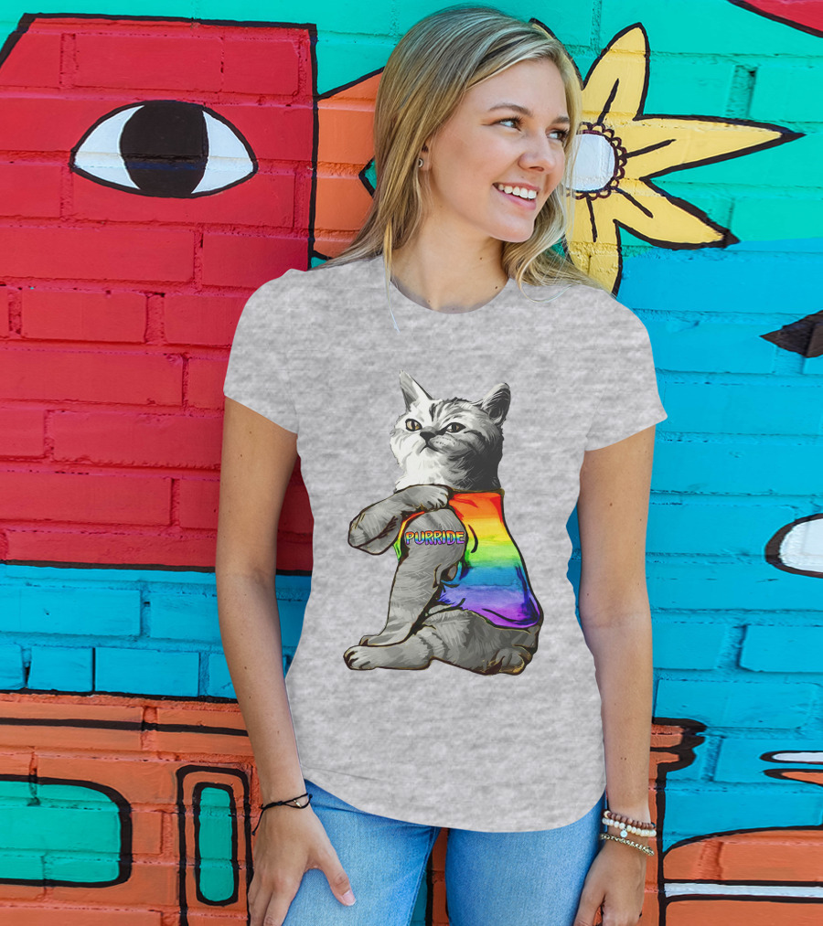 Purride Cat In Rainbow Colors T-Shirt