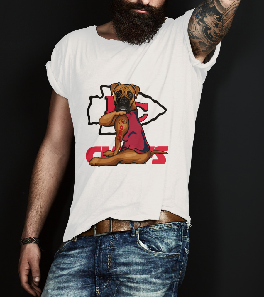 Boxer Chiefs KC Chiefs Tattoo Football Dog T-Shirt