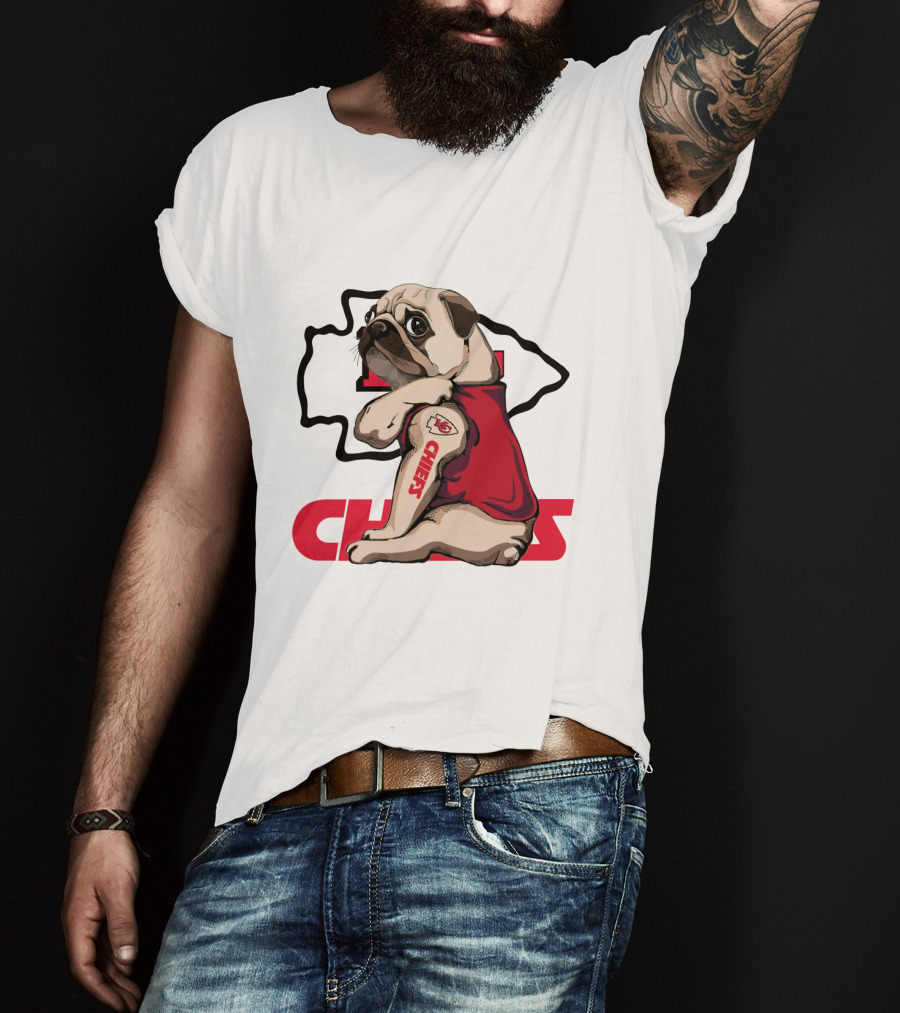 Pug Chiefs Kansas City Logo Tattoo Red Jersey T-Shirt
