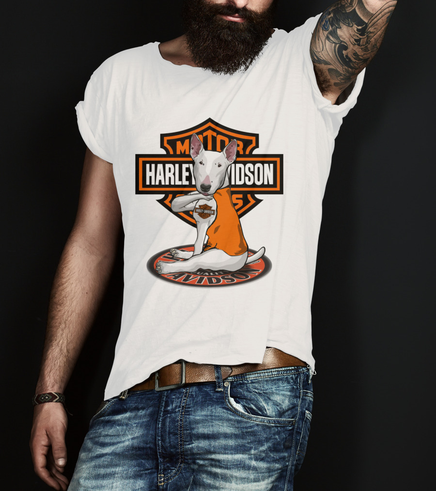 Harley Davidson Bull Terrier Mascot Motorcycles T-Shirt