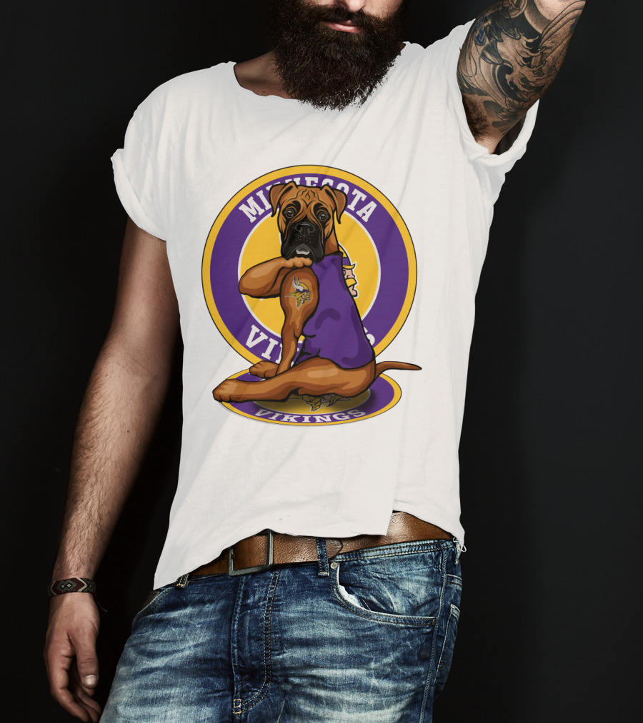 Minnesota Vikings Boxer Dog Tattoo T-Shirt