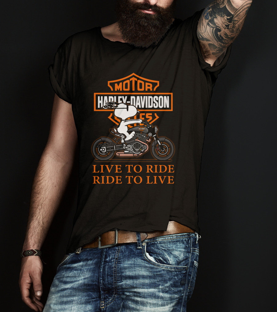 Harley Davidson Motor Cycles Snoopy Live To Ride Ride To Live T-Shirt