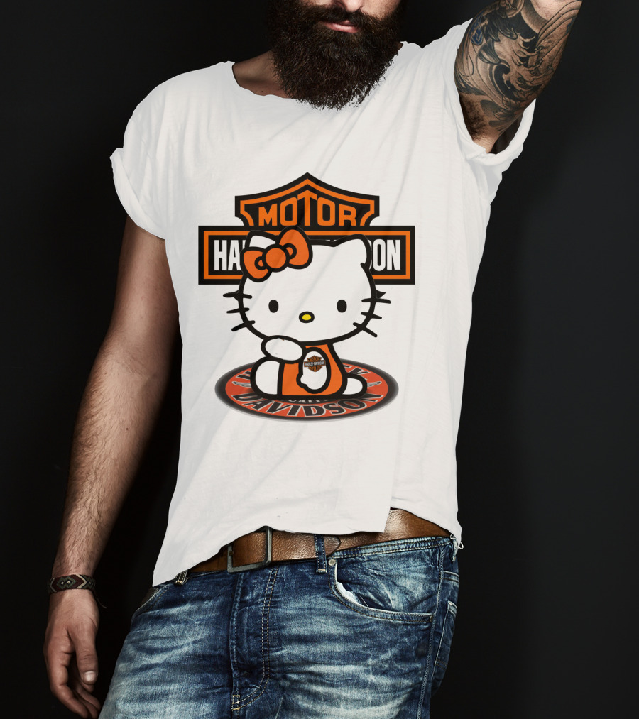 Harley Davidson Hello Kitty Motorcycles Logo Collaboration T-Shirt