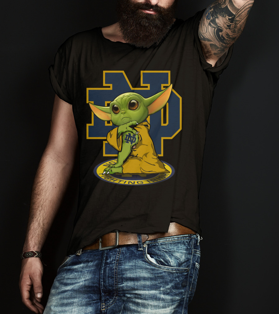 Notre Dame Fighting Irish Yoda ND Logo Football Fan T-Shirt