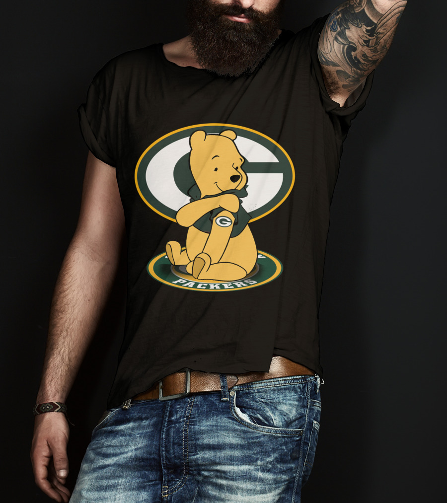 Pooh Green Bay Packers Crossover Football Bear T-Shirt