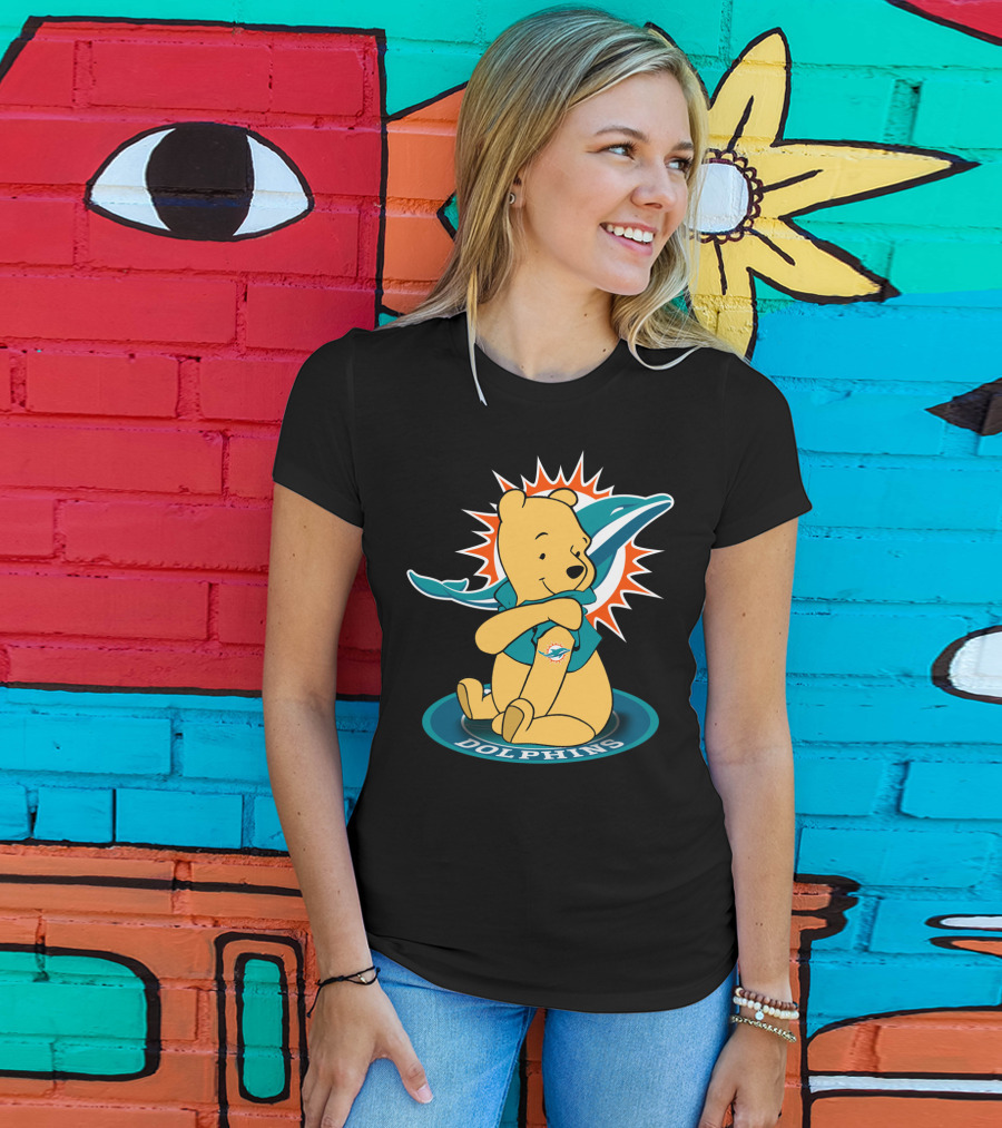Pooh Dolphins Miami Football Fan Crossover T-Shirt