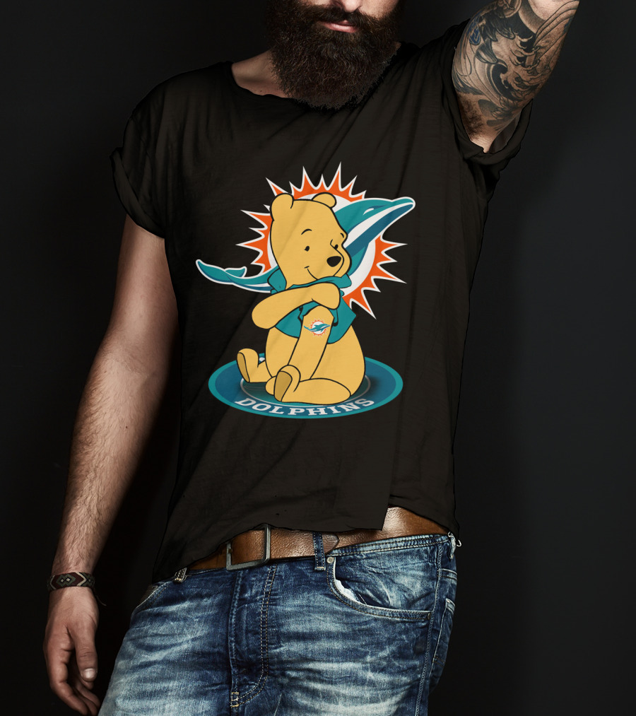 Pooh Dolphins Miami Football Fan Crossover T-Shirt