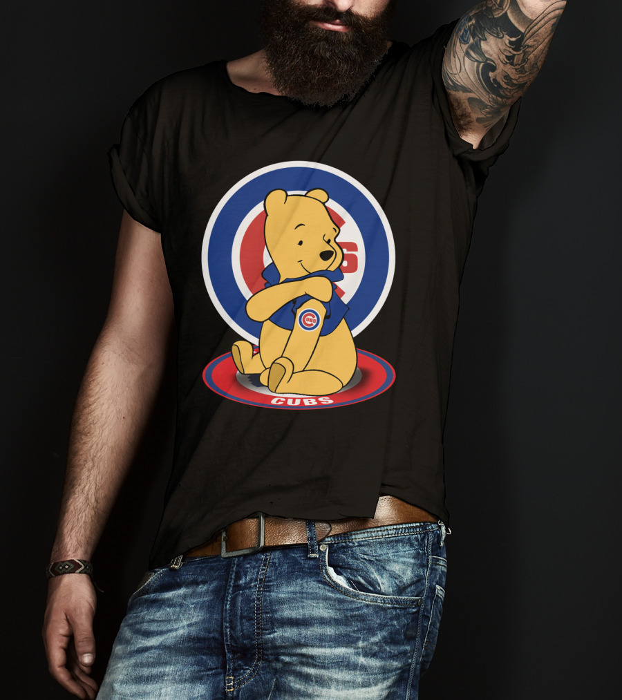 Winnie The Pooh Cubs Logo Baseball Fan Crossover T-Shirt