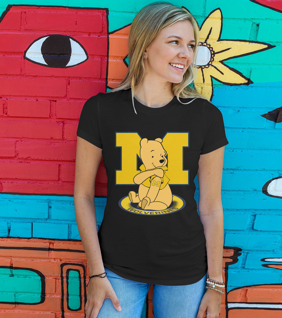 Pooh Bear Michigan Wolverines M Logo T-Shirt