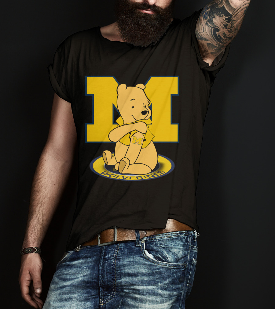 Pooh Bear Michigan Wolverines M Logo T-Shirt