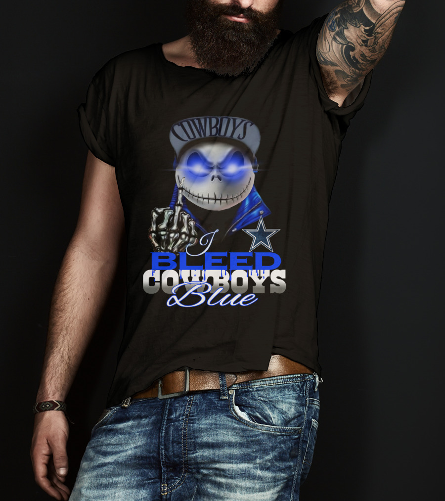 I Bleed Cowboys Blue Jack Skellington T-Shirt