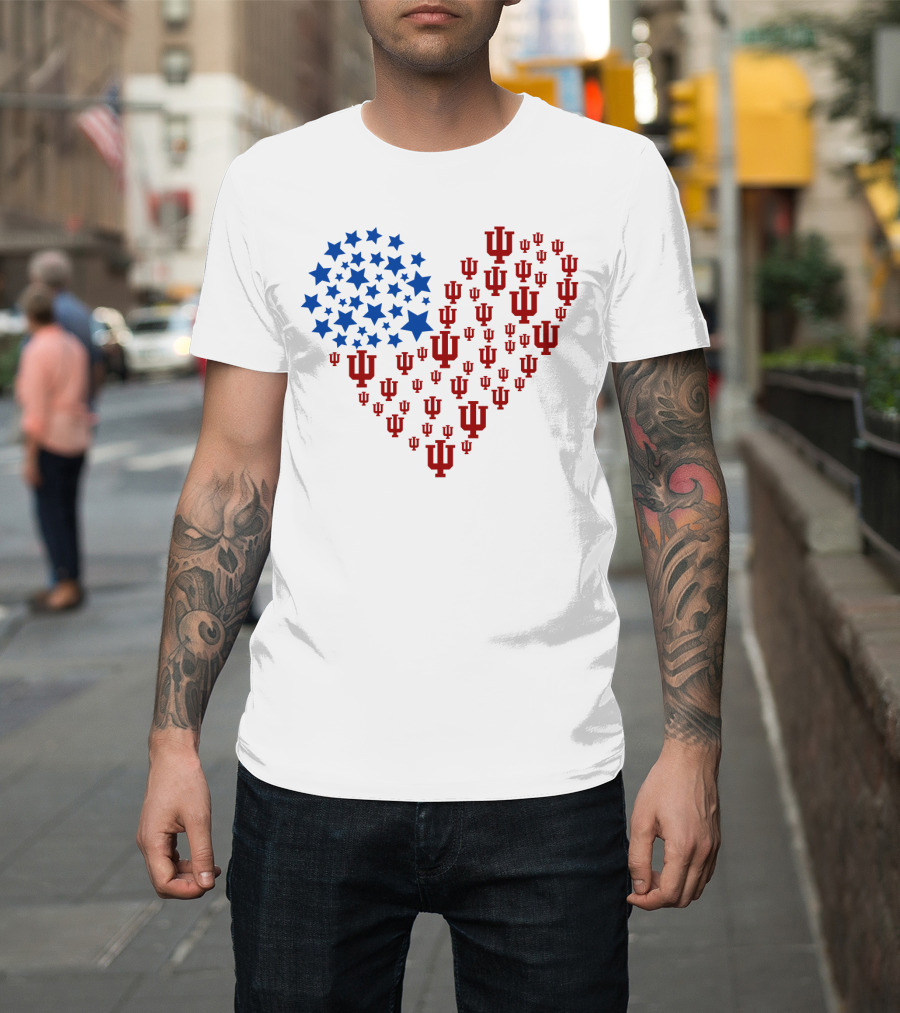 Heartflag Indiana University Stars And Iu Logo Ncaa T-Shirt