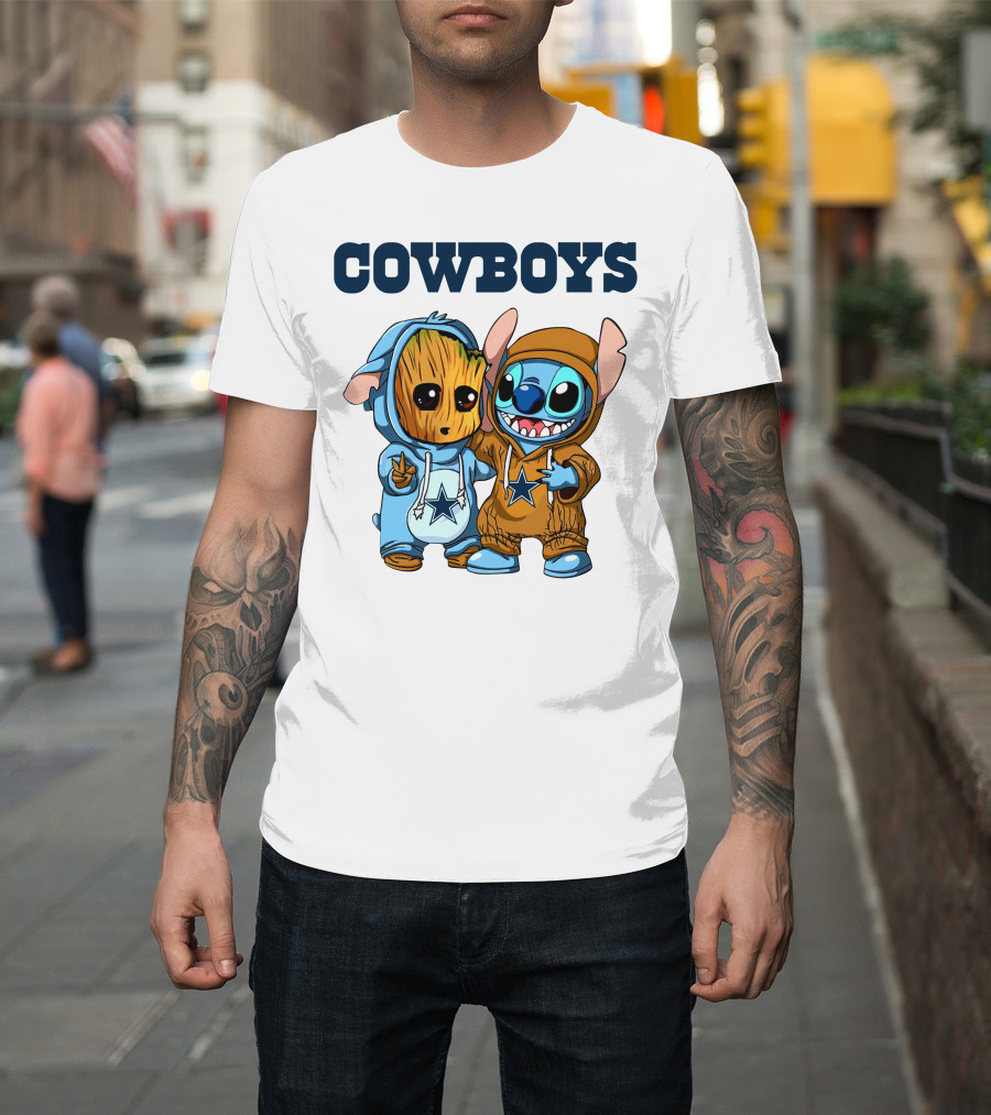 Cowboys Groot Stitch NFL Disney Collaboration T-Shirt